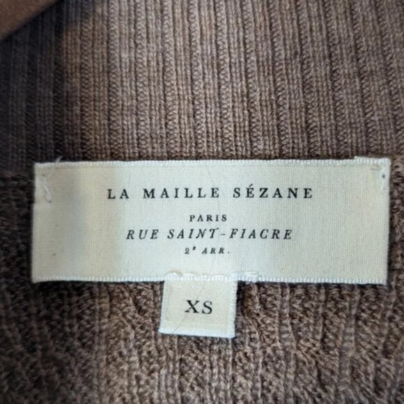 Sézane Rosalia 100% Merino Wool Knit Turtleneck Sweater in Brown Mocha Size XS - Picture 8 of 10